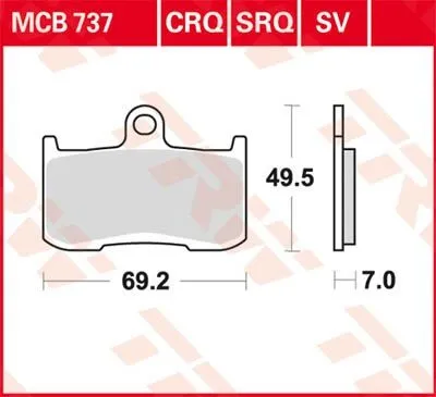 TRW SV Sinter Performance Street Front Brake Pad For 2014-2016 Indian Models (MCB737SV)
