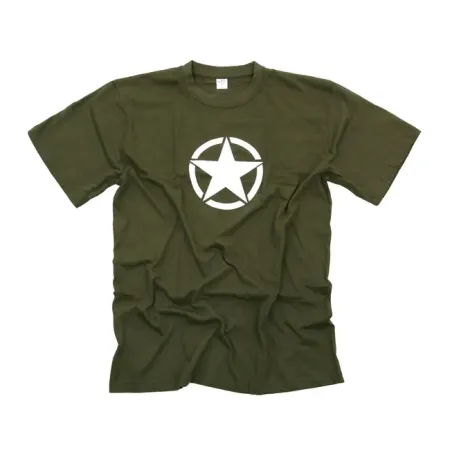 Army Surplus Fostex White Star T-shirt Green Size Large (133380-GRN-L)