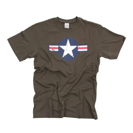  Army Surplus T-shirt Air Force Star & Bars Green Size Medium (133504-GRN-M)