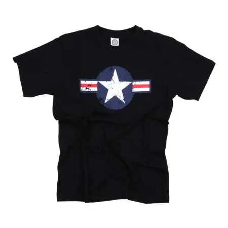 Army Surplus T-shirt Air Force Star & Bars Black Size XL (133504-BLK-XL)