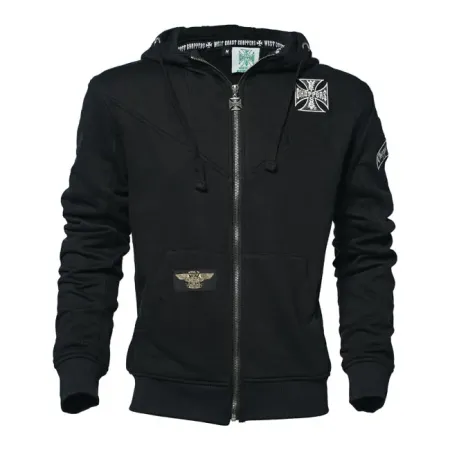 West Coast Choppers OG Classic Panel Zip Hoodie Black Size Medium (WCCHD0170ZWM)