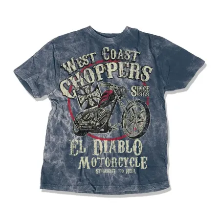 West Coast Choppers El Diablo T-shirt Vintage Blue Size Medium (WCCTS132621BLM)