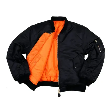 Army Surplus MA-1 Bomber Flight Jacket Black Size Medium (1214011-M)