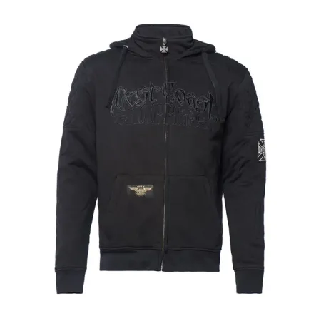 West Coast Choppers Zip Hoodie Por Vida With Aramid Fiber By Dupont Black Size 2XL (WCCHD171ZW2XL)