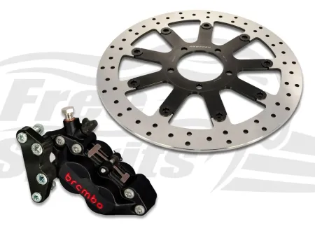 Free Spirits Front Upgrade 4 Piston Brake Caliper Kit In Black With Rotor 340mm For Triumph Street Twin & Street Cup Models (303816K)