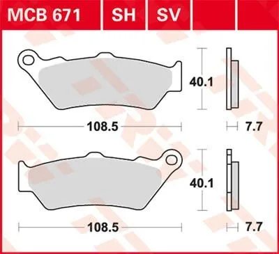 TRW SH Series Sindered Rear Brake Pads (MCB671SH)